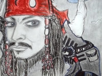 шарж на пирата, рисунок с джеком-воробьем
