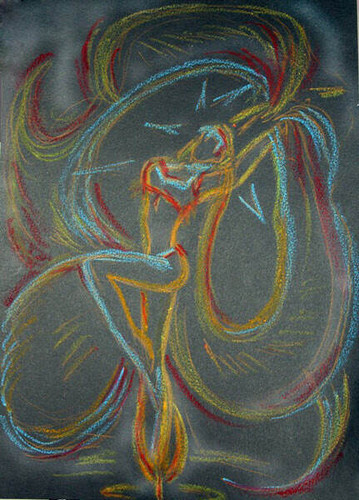 пламя свеча танец девушка рисунок мелками импровизация фото