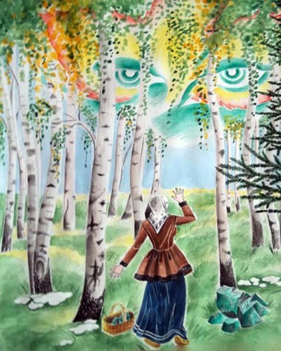 береза роща прогулка девушка корзина фото